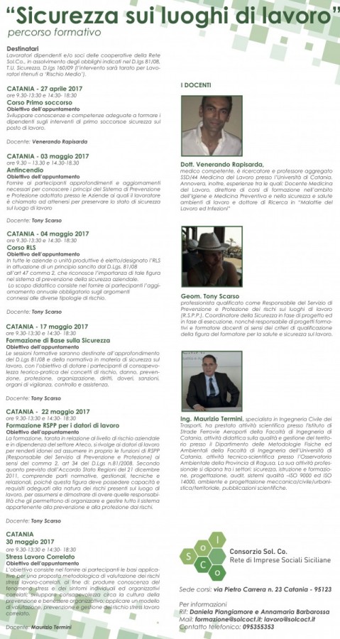 Percorso Formativo “Sicurezza sui luoghi di lavoro”